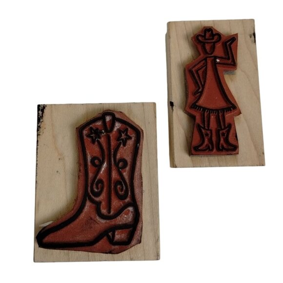 Deadbeat Designs Cowgirl and Western Boots 3 Inch Rubber Stamp set - Picture 2 of 3